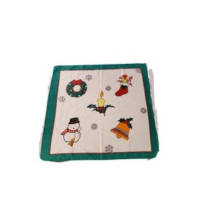 Women's Christmas Scarf Green Red Yellow Coat Snowman Candle Bell Wreath Holiday